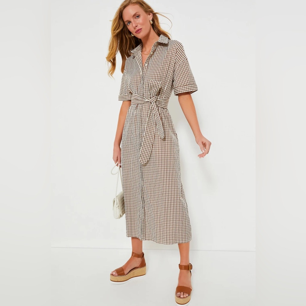Pomander Place NEW Brown Gingham Seersucker Zacara
Maxi Dress Size XXXL